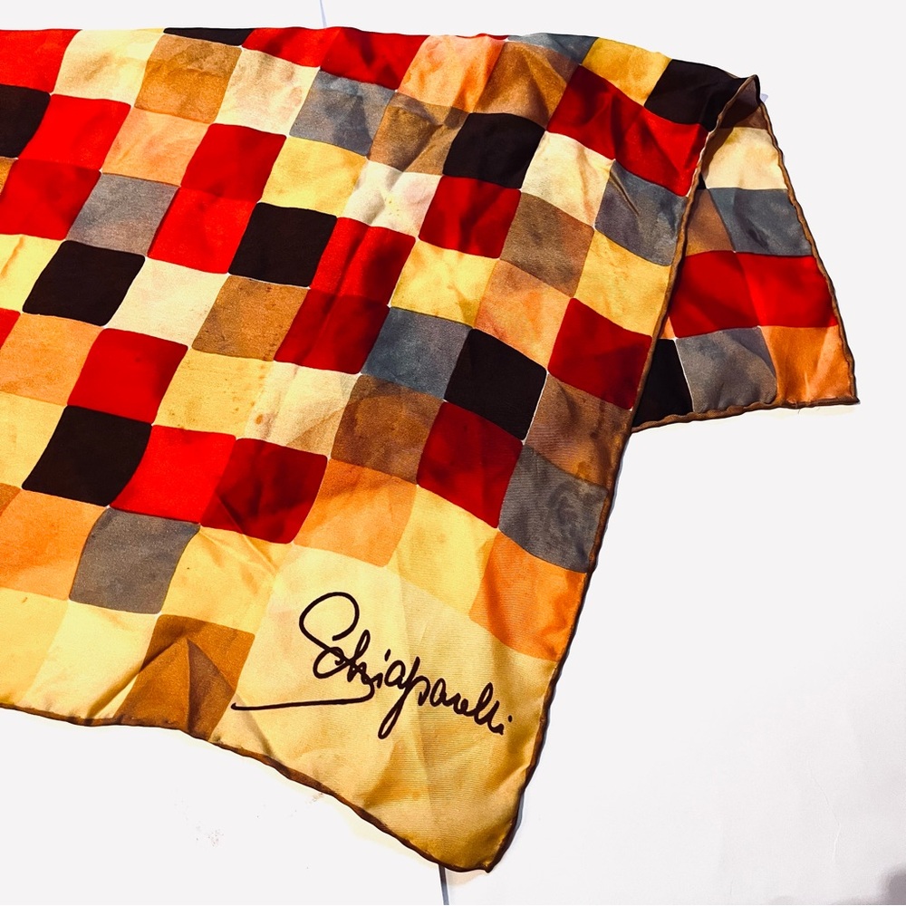 Schiaparelli Vintage Color Block Square Silk Scarf - Picture 1 of 8